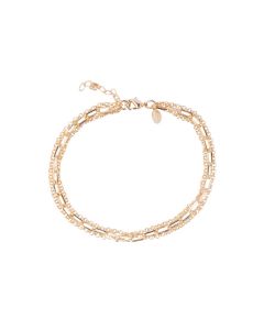 Pulseira Tripla Elo Português e Cartier 18cm + 3cm Banho 18k