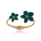 Bracelete Blossom Aberto Flor  Banho 18K. Cor:Malaquita 1